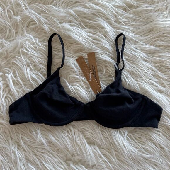 Skims Cotton Jersey T-Shirt Bra Soot Size 34A - Picture 2 of 7